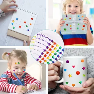 Holographic star and heart reward stickers for kids classroom and DIY school supplies