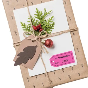 Pink self-adhesive gift name labels for holiday wrapping decorations