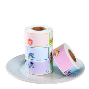 Roll of cartoon name stickers waterproof colorful labels for kids' items and school