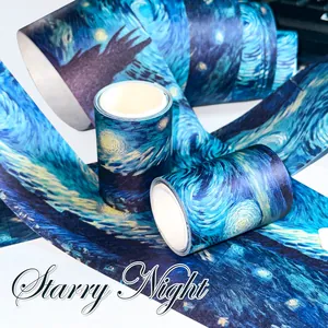 Detailansicht des Sternennacht-Washi-Tapes für künstlerisches Journaling