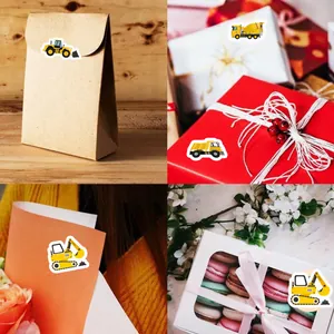 Cartoon Baustellenfahrzeug-Aufkleber für Geschenkboxen und Umschläge