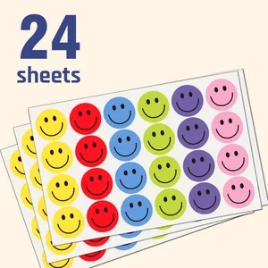 24 sheets of 2.5cm colorful round smiley face stickers for children reward encouragement