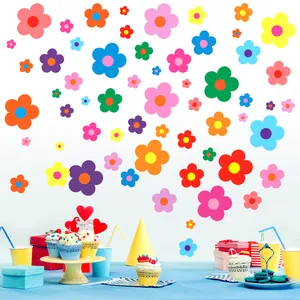 Vibrant multi-colored daisy flower wall stickers for party and nursery decoration