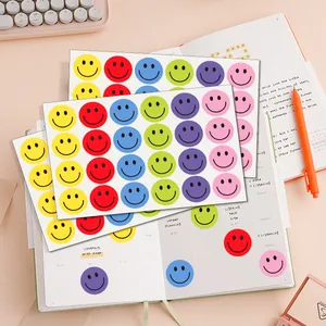 Colorful 2.5cm smiley face reward stickers for kids, perfect for planners and journals.