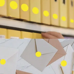 Autocollants ronds jaunes auto-adhésifs pour sceller les enveloppes et marquer dossiers