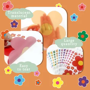 Translucent colorful flower wall decals in large quantity for hippie room decor set
