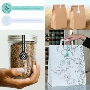Decorative "Hand Made" sealing stickers for bakery packaging, jars, and gift boxes.