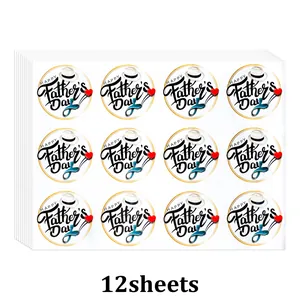 Round Father Day Gift Label Stickers Happy Father Day Decorative Envelope Sealing Tags For Greeting Cards Boxes Decoration