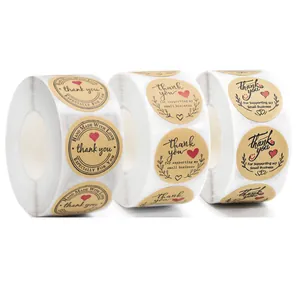 Rotoli di adesivi Thank You in carta kraft per confezioni regalo fatte a mano e dolci