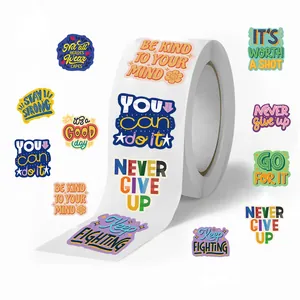 Détail d'autocollants de phrases motivantes en anglais en rouleau pour le scrapbooking