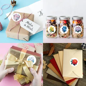Autocollants de scellage ronds à fleurs sur boîtes cadeaux, bocaux et enveloppes