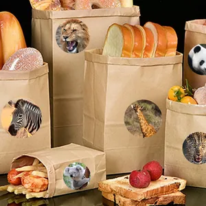 Realistic jungle animal round stickers for party gift decoration on paper bags