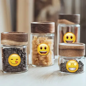 Creative funny yellow emoji reward stickers for glass jars and party decorations roll