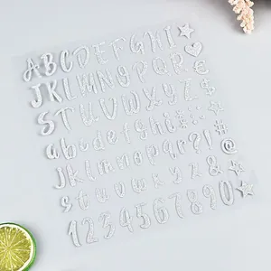 Pegatinas plateadas de letras y números con purpurina para manualidades DIY y diario