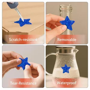 Detailed demonstration of waterproof and tear-resistant blue glitter star shape stickers