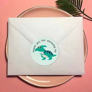 Cute cartoon dinosaur thank you stickers for creative envelope sealing and gift decoration