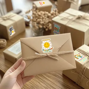 Set of 5 colorful daisy thank you stickers for small business packaging and gift envelopes