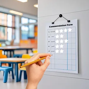 White star stickers applied to a classroom commendation form for primary student rewards