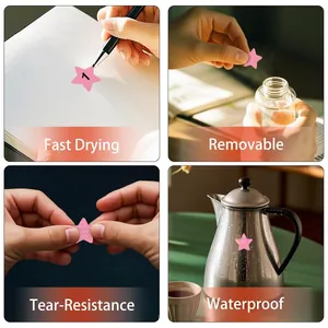 Detail showing waterproof and tear-resistant pink star reward stickers for children