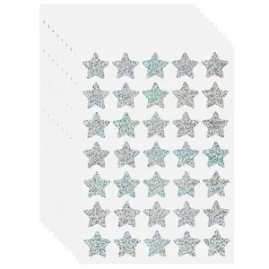 Detailed close-up showing colorful laser glitter star stickers for kids rewards and DIY