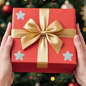 Holographic glitter star stickers used for decorative Christmas gift box sealing