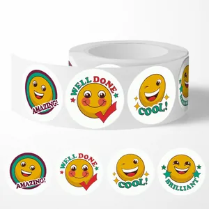 Detail view showing variety of reward stickers with smiley faces and motivational text