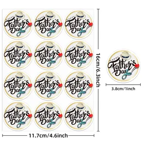 Set of 12 Father's Day gift stickers, 1.5 inch round adhesive labels for envelopes