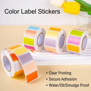500 Pcs Roll Color Label Stickers Waterproof Coated Paper Rectangular Self-Adhesive Name Tags For Office School Organization Marking