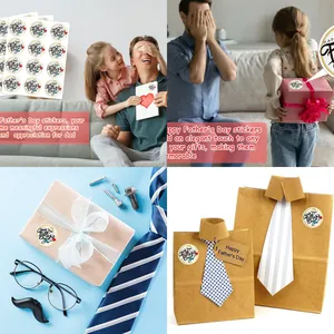 Decorative 1.5 inch Happy Father's Day stickers for gift wrap seals and greeting cards