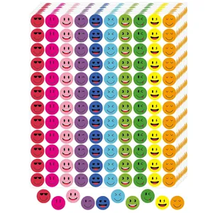 Detailed view of colorful smiley face reward stickers for kids