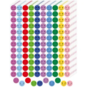 Bulk pack of colorful smiley face reward stickers for students and kindergarten teachers