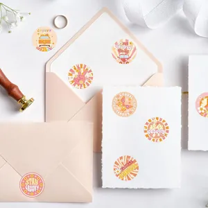 Autocollants marguerites hippie bohème rétro sur enveloppes et papier décoratifs