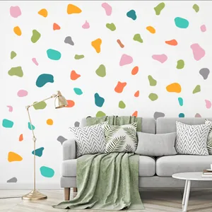 Vinilos decorativos de bloques de colores Morandi para una sala de estar moderna