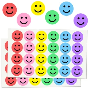 Close-up of colorful smiley face reward stickers for children's encouragement