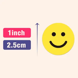 Detailed view of 1 inch yellow smiley face reward stickers for kids school praise
