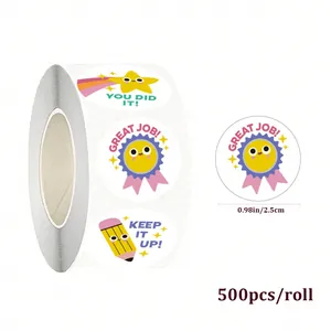 Rouleau de 500 autocollants de récompense en dessin animé pour élèves et enfants sages