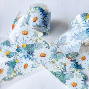 Daisy Charm PET Decorative Tape Transparent Floral Washi Tape For DIY Scrapbooking Journaling Planner Stationery Art Supplies