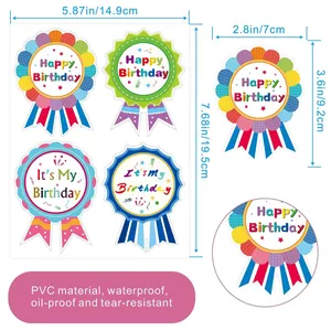 Detailed dimensions and features of waterproof PVC Happy Birthday reward stickers (82)