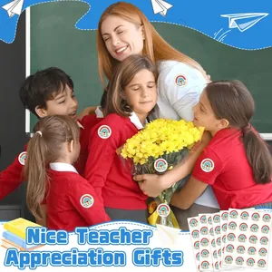 Pegatinas arcoíris de agradecimiento para regalo de profesor decoración de clase
