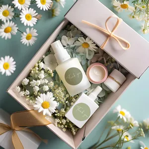 Detailed view of green round stickers with 'Thank you' text on cosmetic packaging.