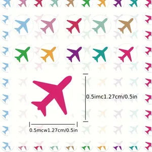 Dettaglio degli adesivi colorati a forma di aereo da 0,5 pollici per decoro