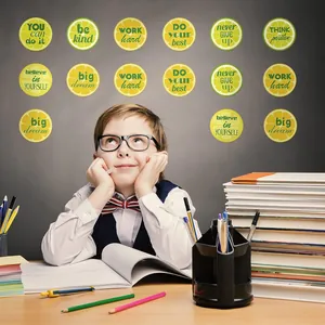 Autocollants éducatifs citron avec phrases motivantes pour décoration de classe.