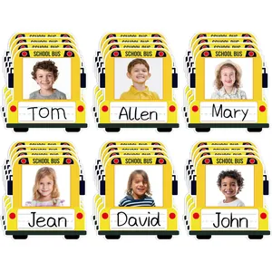 Schulbus-Namensaufkleber und Fotolabels für Kinder zur Einschulung im praktischen Set