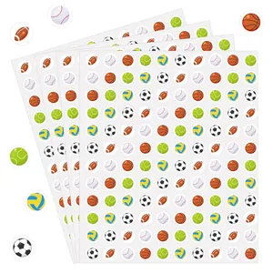 Detailed view of various sports ball stickers featuring soccer, basketball and more