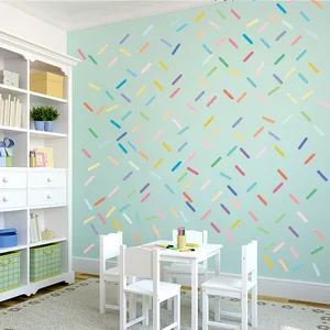 Colorful sprinkles wall stickers shown in a Macaron themed kids nursery room decoration.