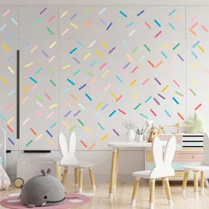 Colorful Macaron sprinkles wall stickers decorating a cozy children's bedroom background