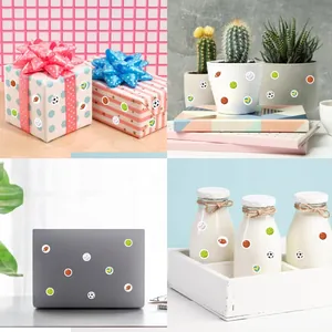 Sports ball stickers applied to various household items showing versatile usage scenarios