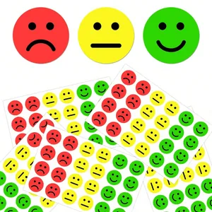 Vibrant Emotion Emoji Stickers Smiley Happy Sad Neutral Faces Reward Stickers Self Adhesive Round Labels For School Kids Decoration