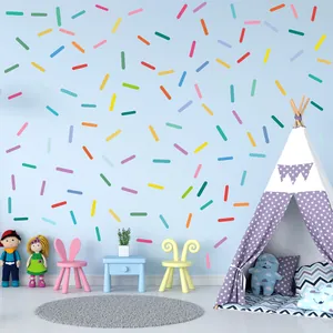 Colorful macaron sprinkle wall decals for nursery and kids' room background decoration.