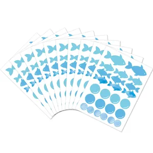 Lot de 10 feuilles de stickers muraux avec poissons bleus et bulles pour chambre d'enfant